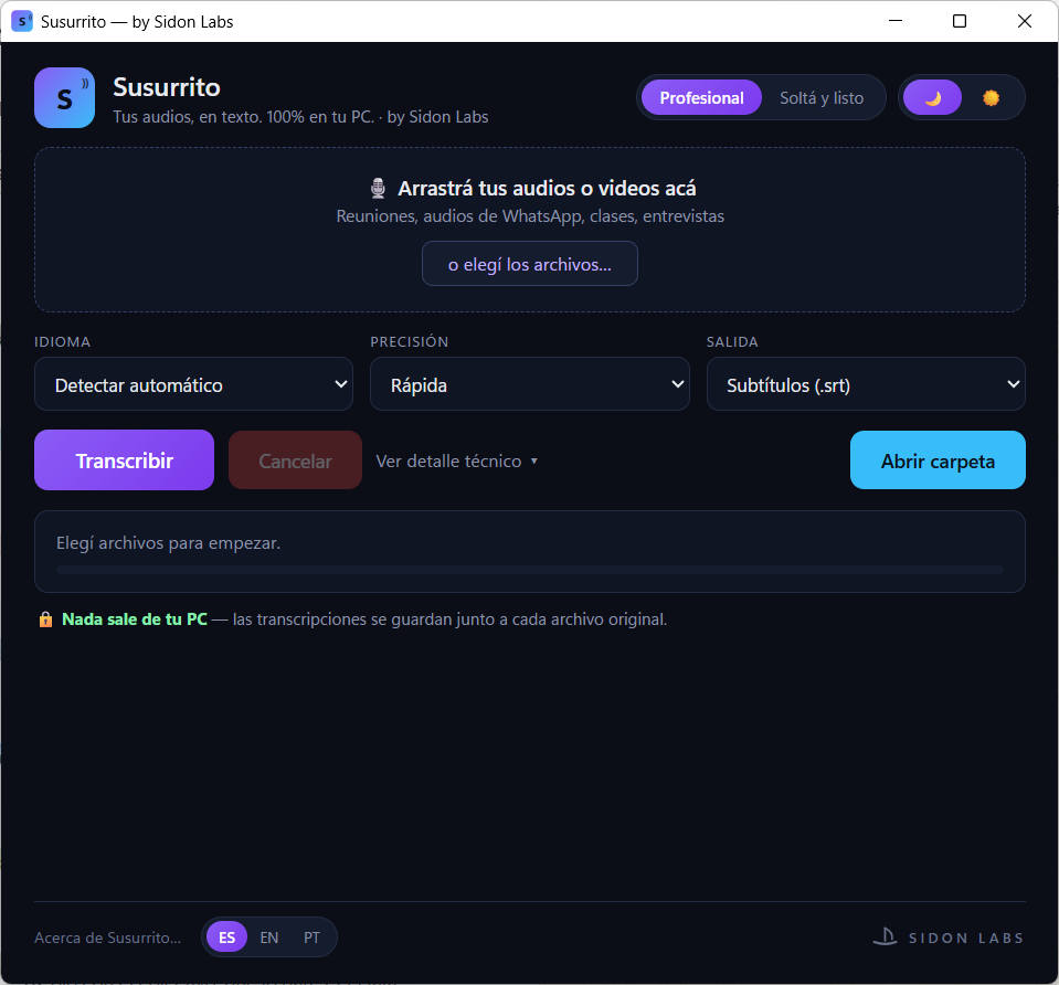 Susurrito — transcriptor 100% offline para Windows